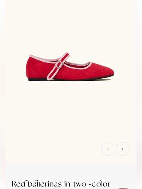 Red Mary Jane Ballerina Flats with Pink Trim- runs 1/2 size smaller
